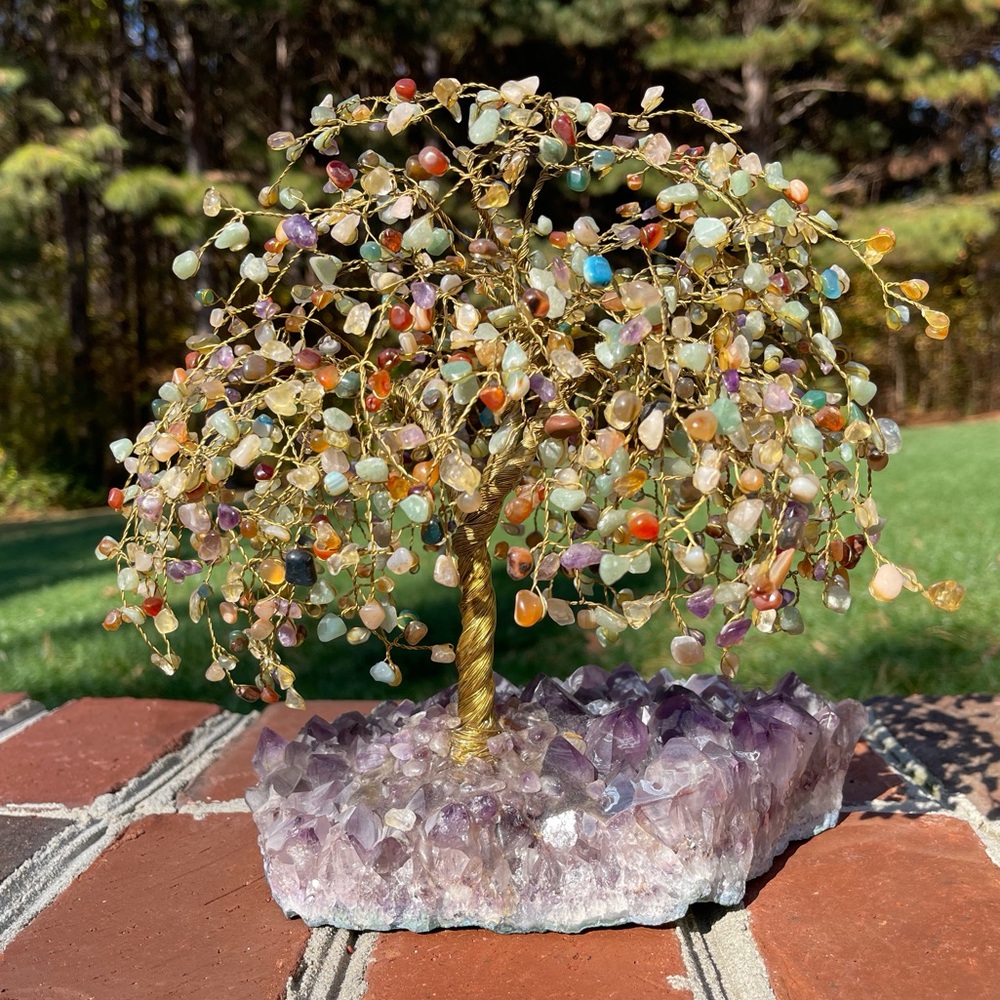 Gemstone Tree of Life with Large Amethyst Base